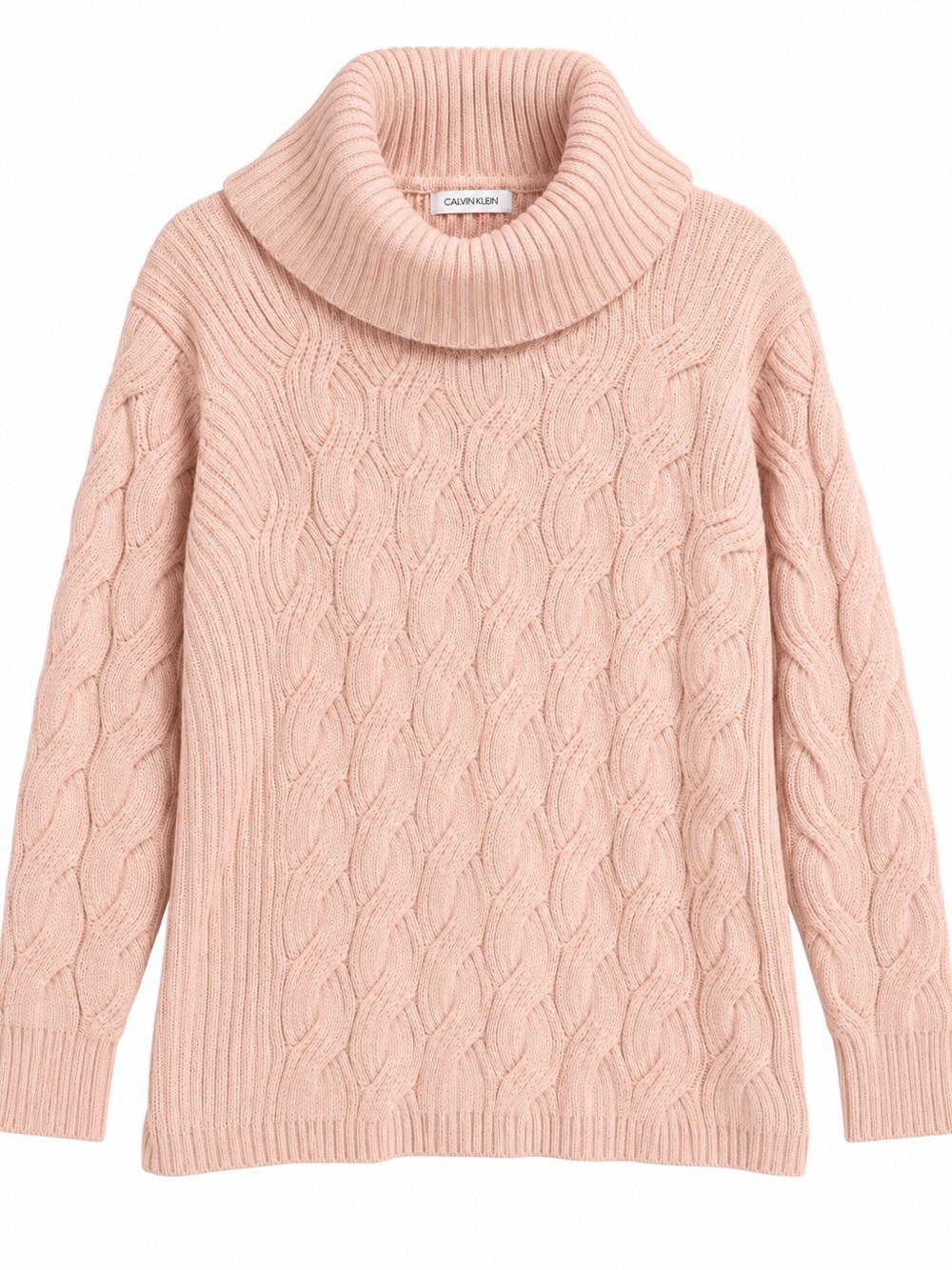 Calvin Klein Blush Cable Knit Cowl Neck Sweater